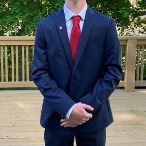 Men’s JF J.Ferrar Navy Blue Sport Coat/Suit Jacket size 38S 38 Short Slim Fit